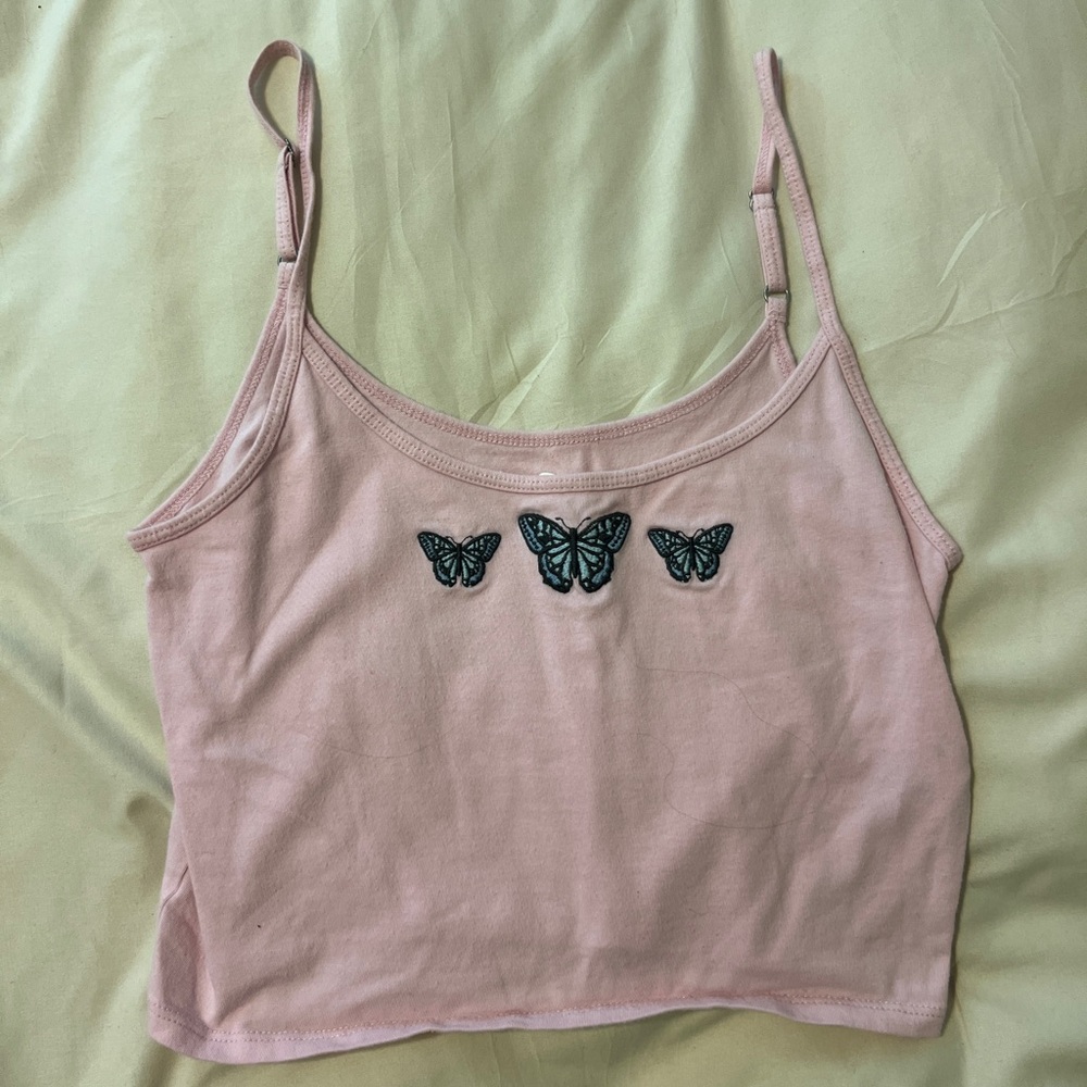 Hollister Pink Camisole with Butterfly Embroidery